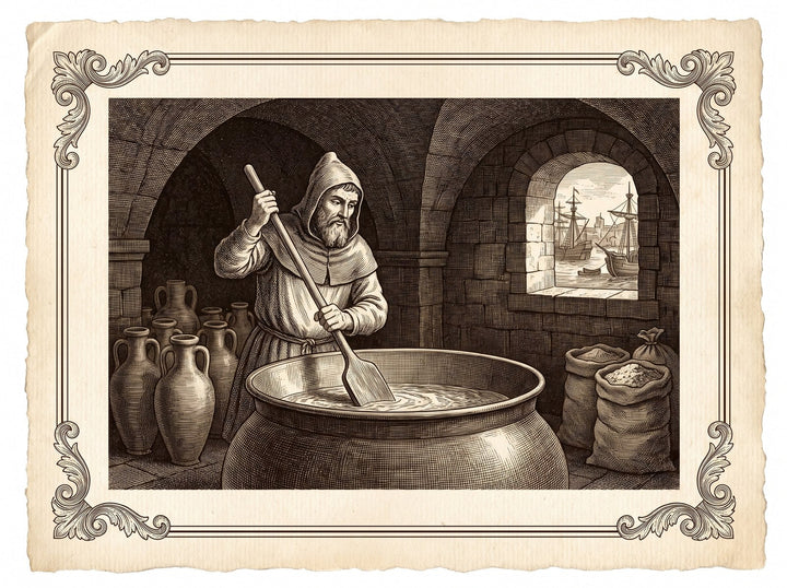 Un jabonero en la Marsella medieval junto a su caldero