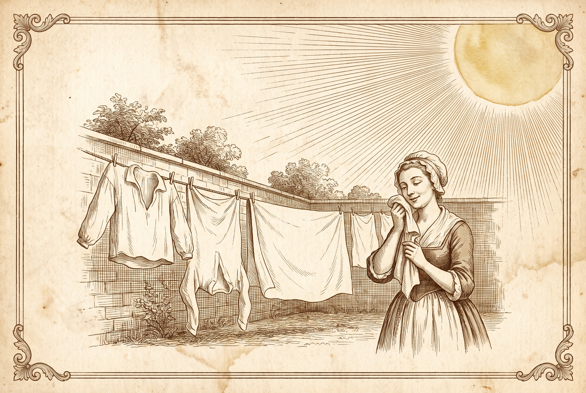 Camisas secándose bajo rayos de sol grabados – grabado